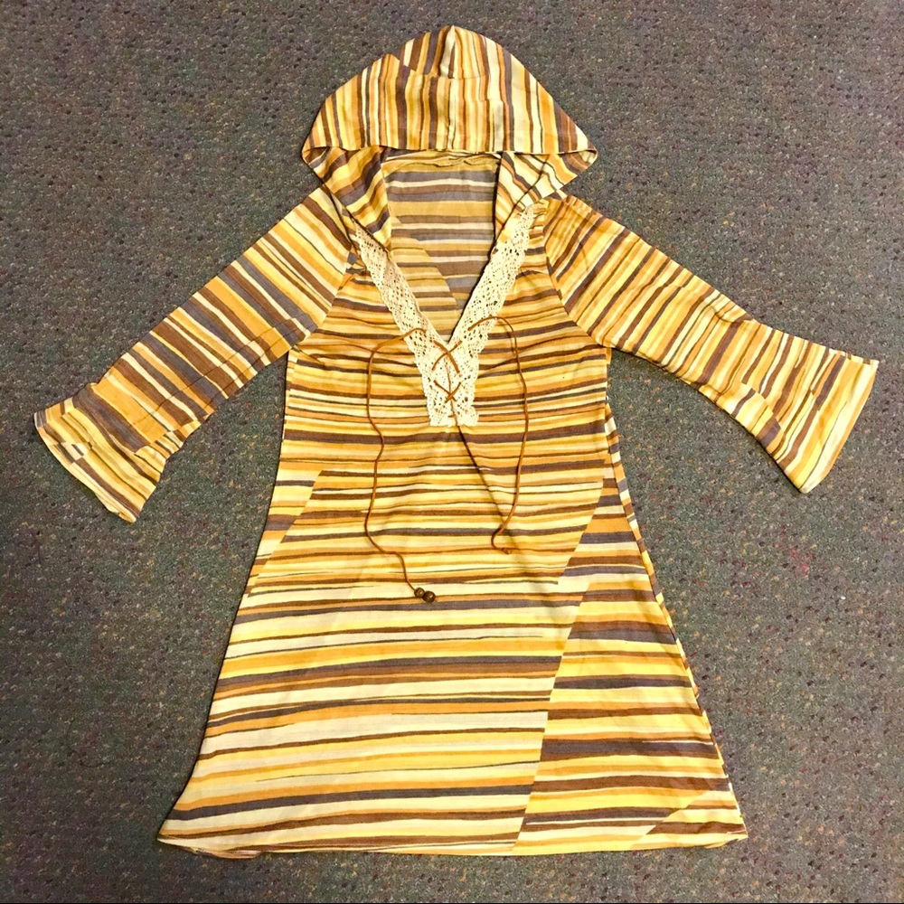 Vintage Striped Hooded Dress